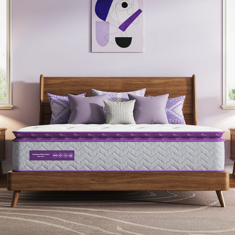 14" Medium Firm Pillow Top Mattress - Bamboo Charcoal Foam, 5-Zone Support, CertiPUR-US® Certified