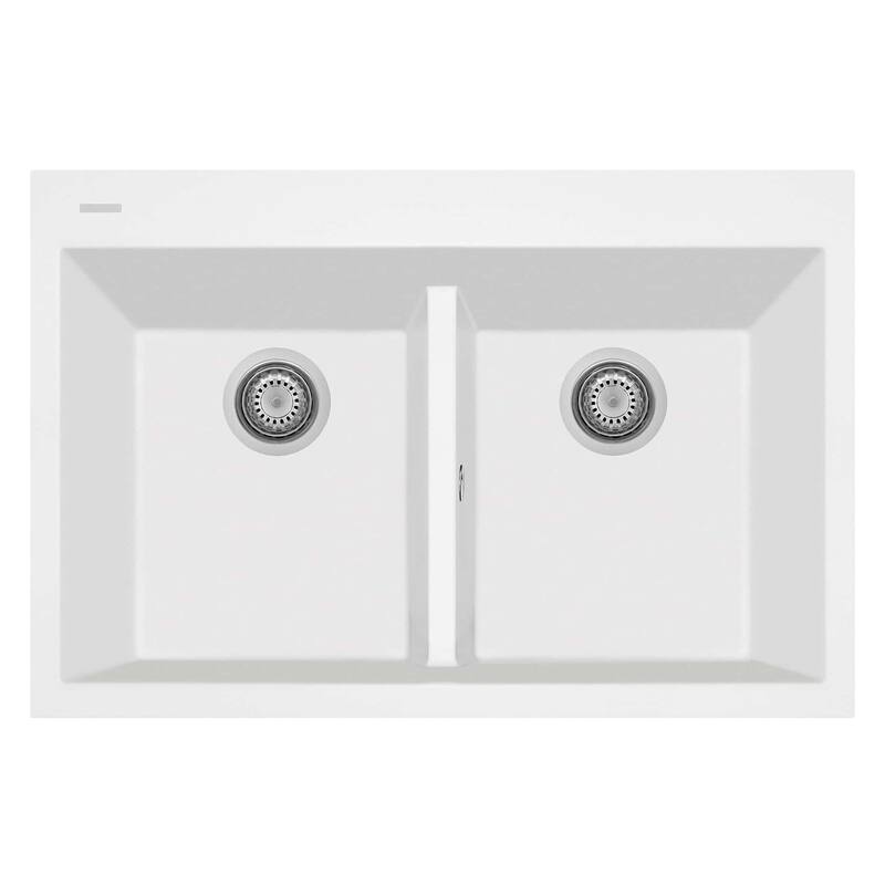 33" x 22" LaToscana ONE Series Drop-In Double-Bowl Quartz Kitchen Sink - Milk White