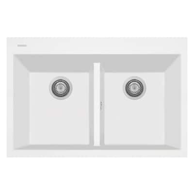33" x 22" LaToscana ONE Series Drop-In Double-Bowl Quartz Kitchen Sink