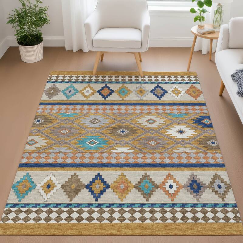 Machine Washable Indoor/ Outdoor Global Clemente Chantille Rug