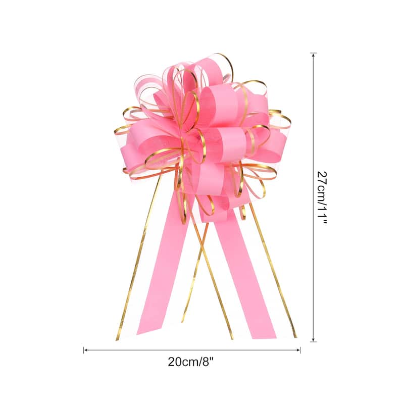 5pcs Large Big Pull Bow Gift Wrapping Bows Ribbon for Christmas - Pink - 8 Inch