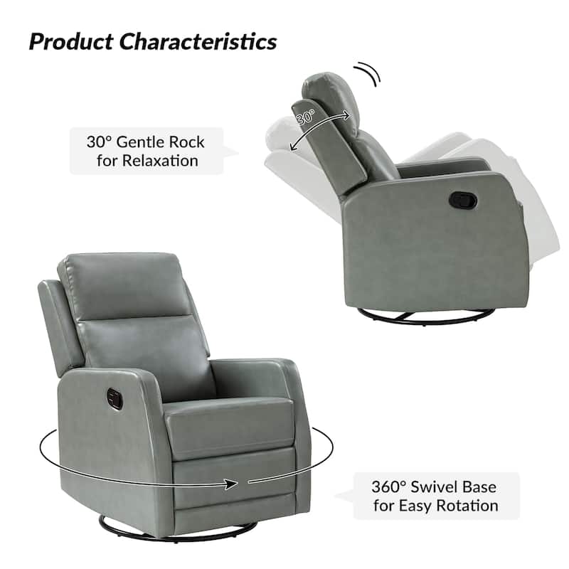 Esteban Modern Faux Leather Manual Rocking Swivel Recliner with Wingback