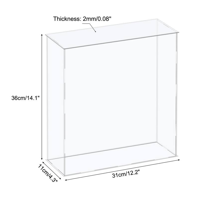 Acrylic Display Case Plastic Box Storage Box Clear Assemble Showcase - 12.2x4.3x14.1 Inch