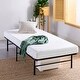preview thumbnail 3 of 7, Black Steel Bed Frame with Wicker Wood Slats, 14inch Height, Center Support Legs, Box Spring-Free Platform Design