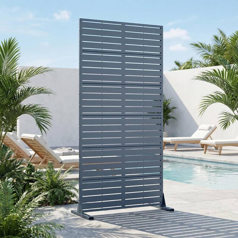 72in Dovelina Outdoor Freestanding Metal Privacy Screen Decorative Garden Fence