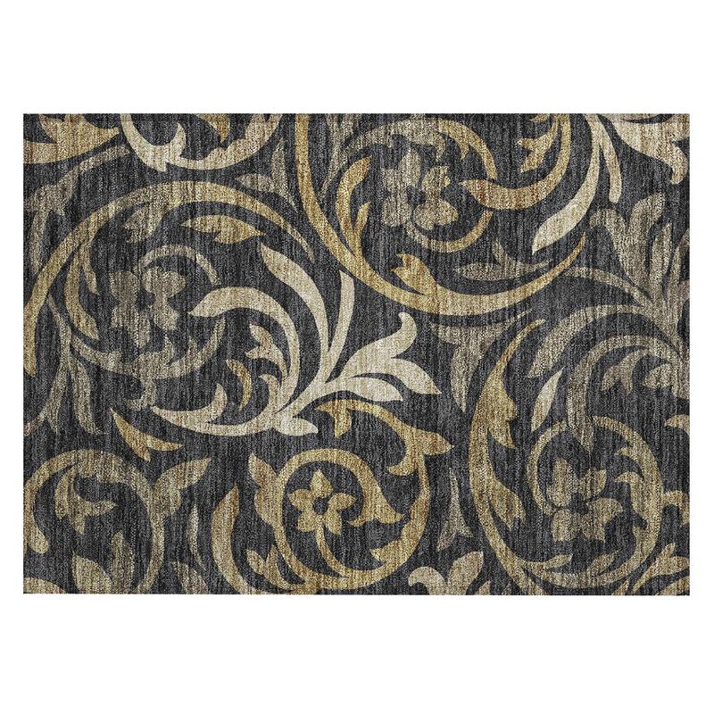 Machine Washable Indoor/ Outdoor Chantille Floral Scroll Rug
