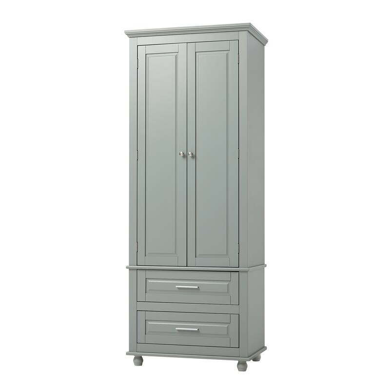 GDFStudio - Ashton Tall Storage Cabinet with Drawers, Adjustable Shelves