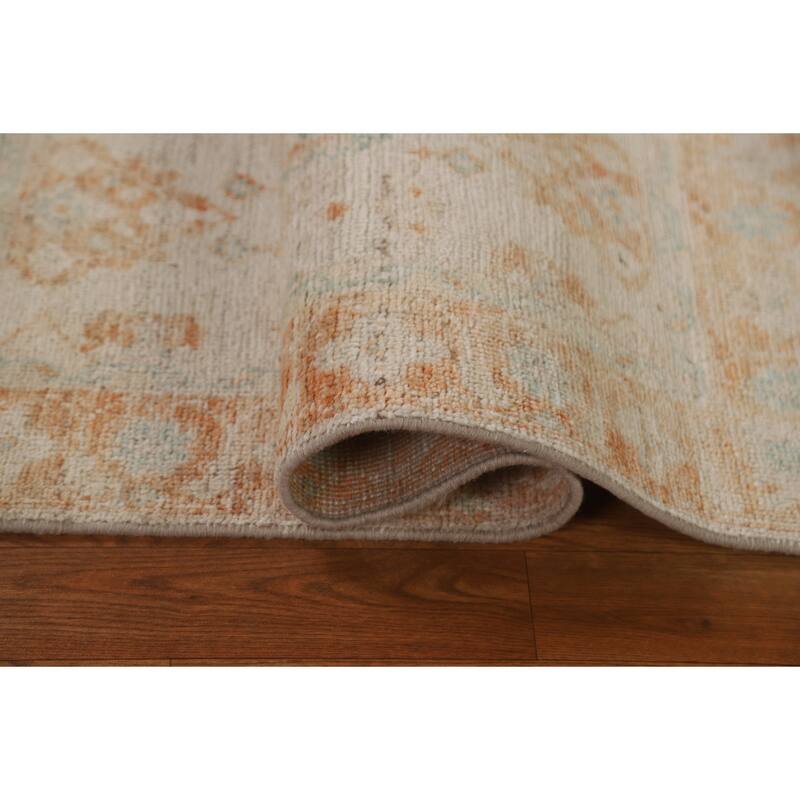 Geometric Oushak Turkish Oriental Rug Wool Hand-knotted Foyer Carpet - 2'0" x 3'10"