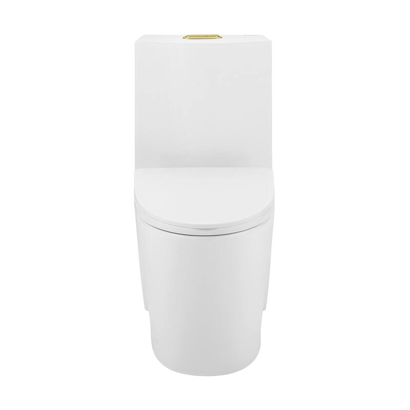 Angers One Piece Elongated Toilet Dual Vortex Flush, Gold Hardware - 27" x 15.15" 31.2" - 27" x 15.15" 31.2" - White