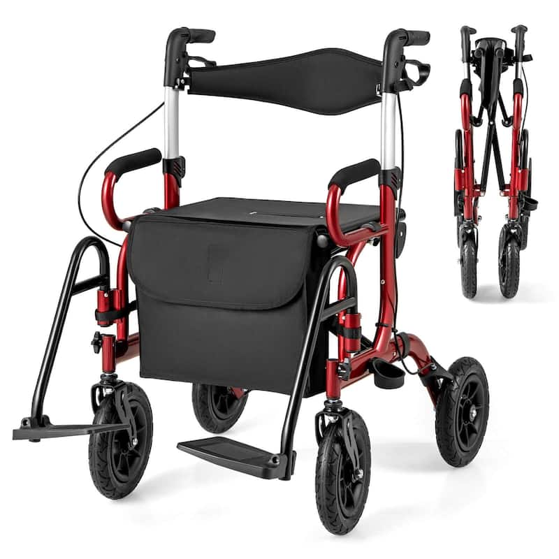 Goplus 2-in-1 Rollator Walker for Seniors with Seat 9" Pneumatic Tires - See Details