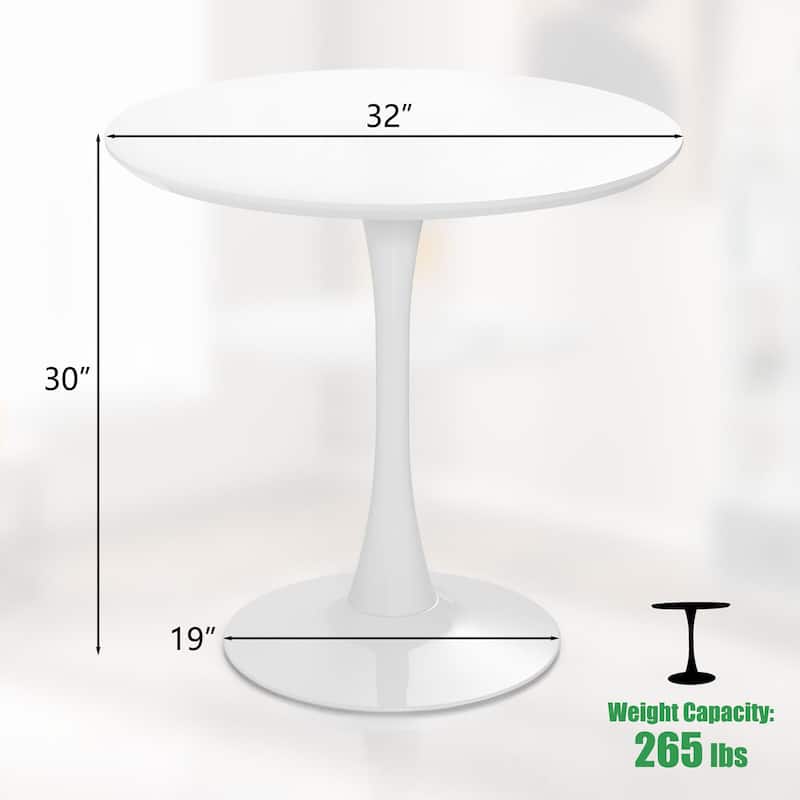 Gymax 32'' Modern Tulip Kitchen Table Round Dining Table w/ MDF Top &