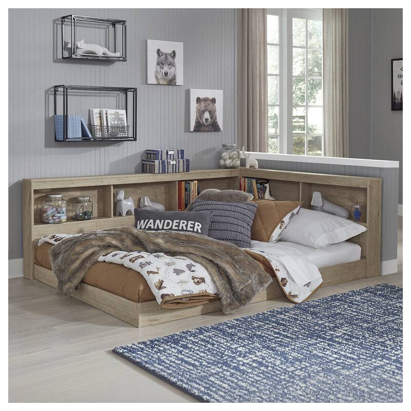 Oliah Natural Bookcase Storage Bed - Natural - Full