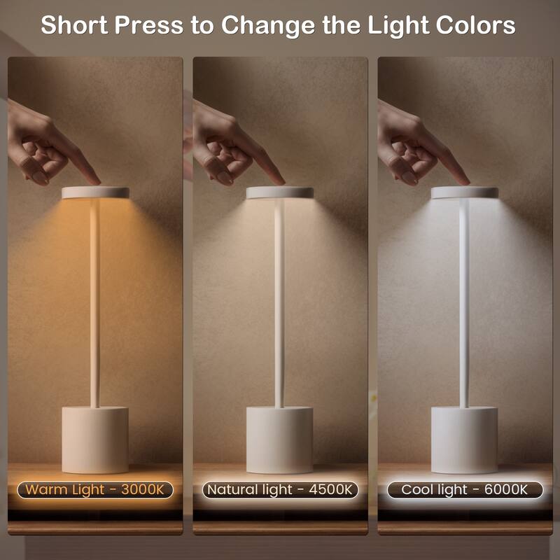 13in Cordless Table Lamp Rechargeable Battery Operated LED Desk Lamp - N/A