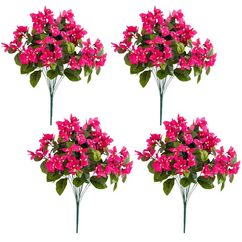 19-in UV Resistant Artificial Bougainvillea Bush - Set of 4
