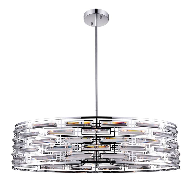 Petia 8 Light Drum Shade Island Light With Chrome Finish - Chrome