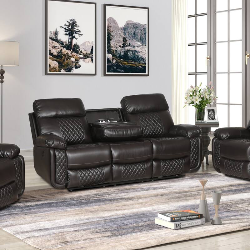 Contemporary Living Room Faux Leather Upholstered Sofa