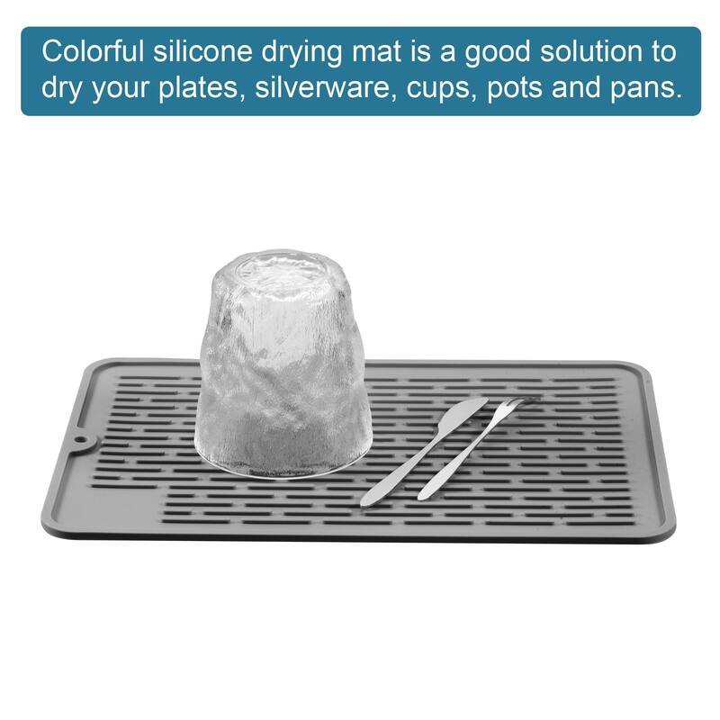 Silicone Dish Drying Mat Drainer Mat Kitchen Drying Board Pad 58x46cm - 58 x 46 x 0.5cm