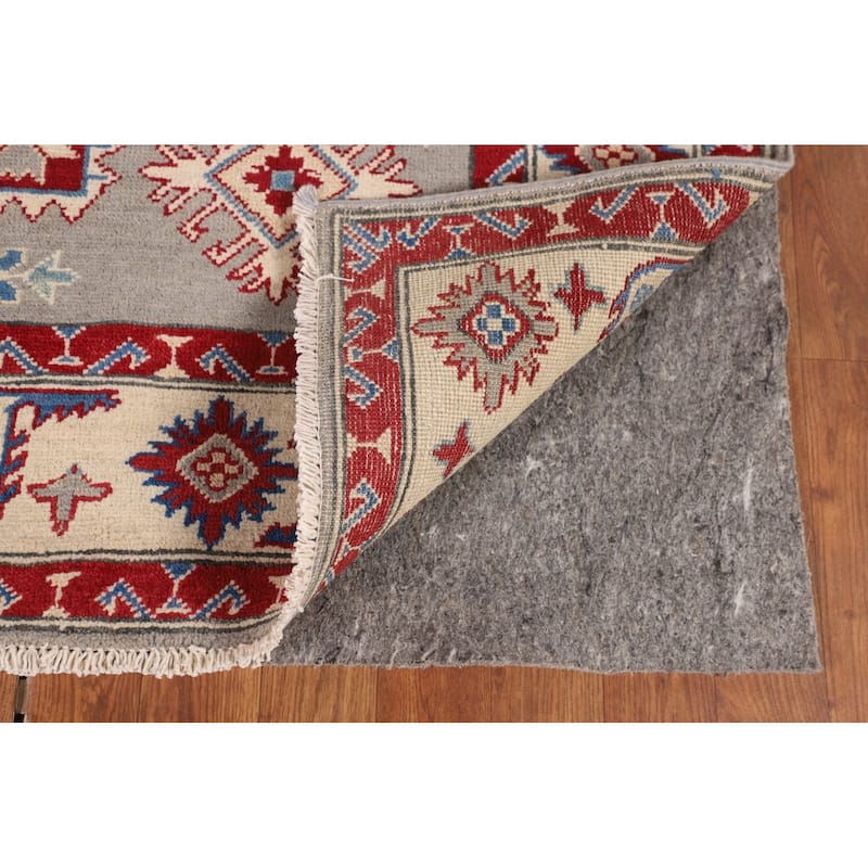 Traditional Grey Kazak Oriental Area Rug Hand-Knotted Wool Carpet - 5'1" x 6'9"