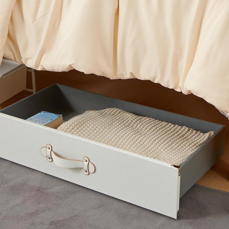 Texture® Brand - Rolling Under Bed Storage Drawer by DormCo - White Weave
