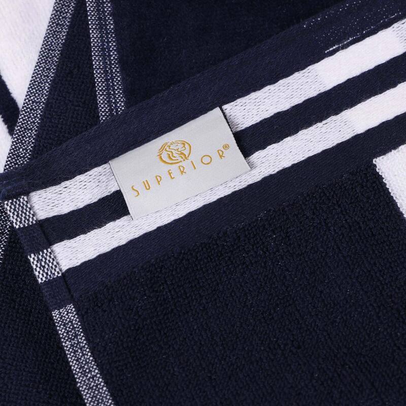 Superior Striped Large Oversized Cotton Beach Towel - Set of 2