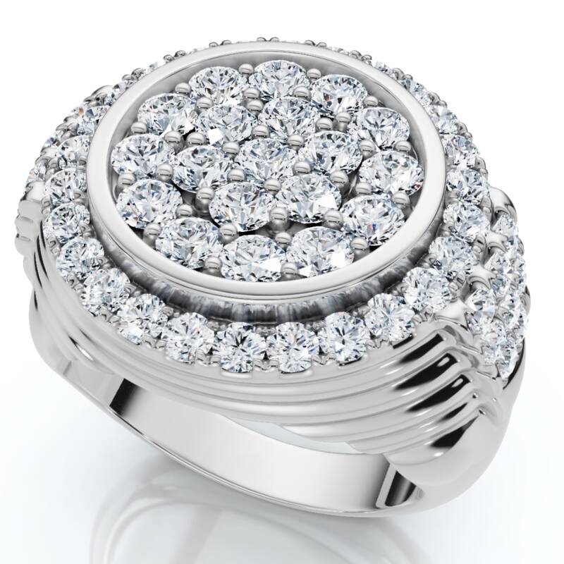 3Ct Diamond Ring Mens Round Flashy Polished Wedding Band in White or Yellow Gold