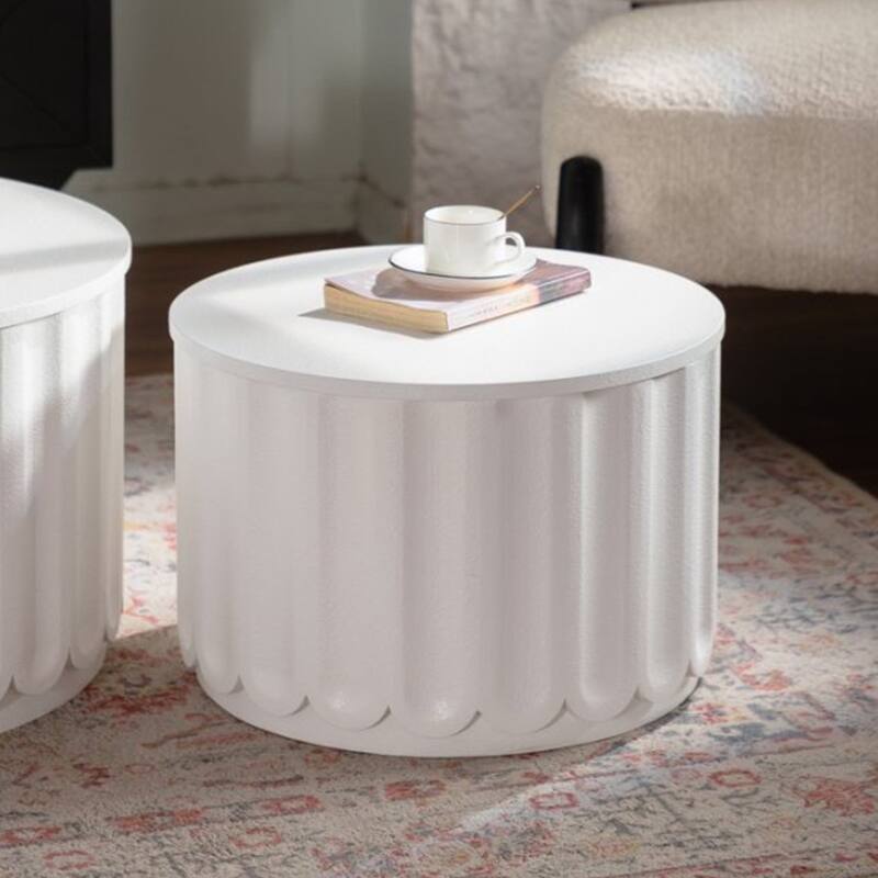 White Round Storage Table Set with Lift-Off Lid - 26.77