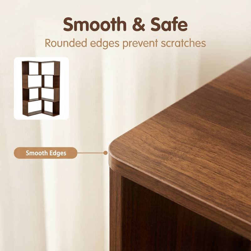 6 Tier Corner Bookshelf, 66"Tall L Shaped Bookshelf with Baffle, Freestanding Display Corner Shelf, with Open Shelf Units