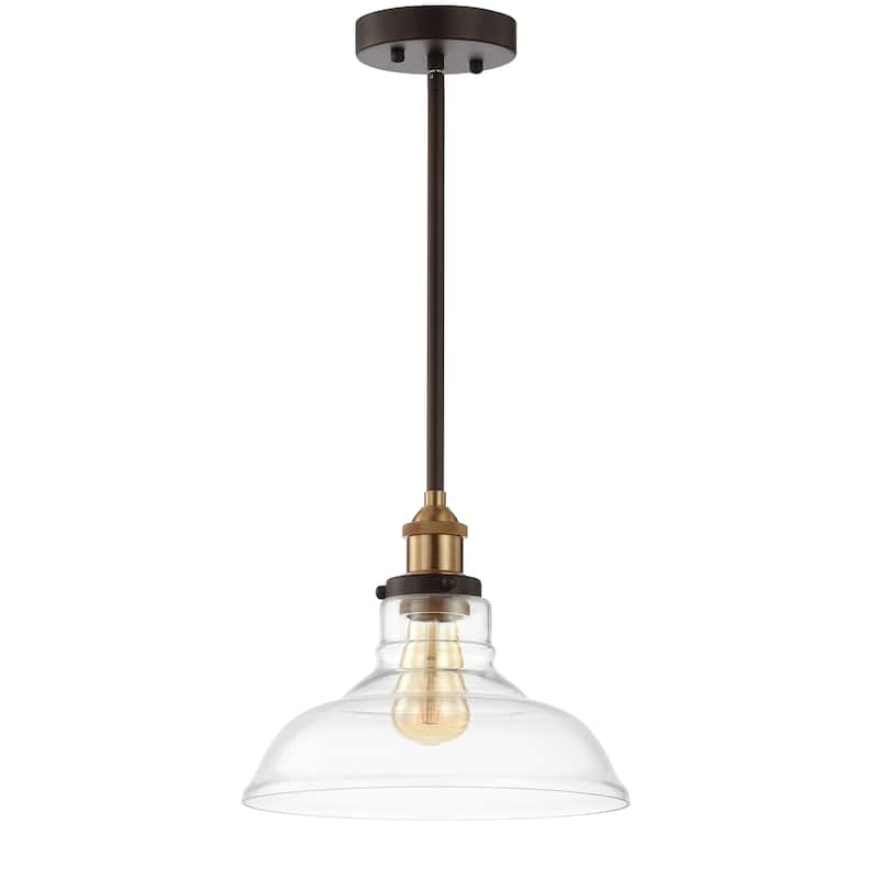 SAFAVIEH Lighting Saul Adjustable 1-light LED Dark Grey Pendant - 11" W x 11" D x 16.5-46.5" H