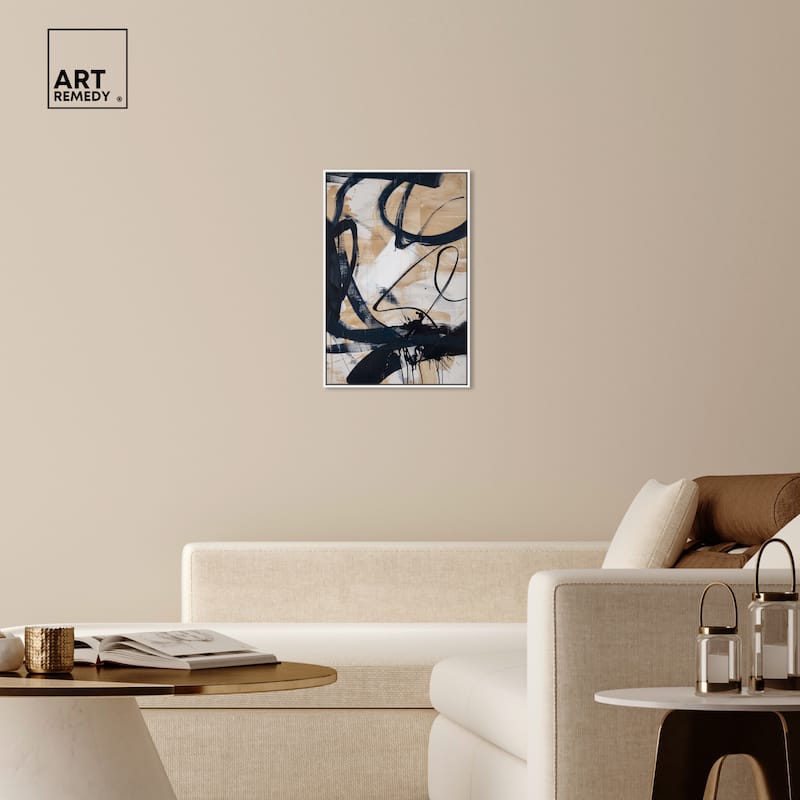 Art Remedy Flowing Framed Abstract Shapes 1 Piece Canvas Wall Art