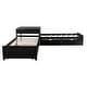 preview thumbnail 13 of 55, Twin Size L-Shaped Upholstered Platform Bed with Trundle and Two Drawers Linked, Solid Pine Wood Bed Frame, Built-in Desk