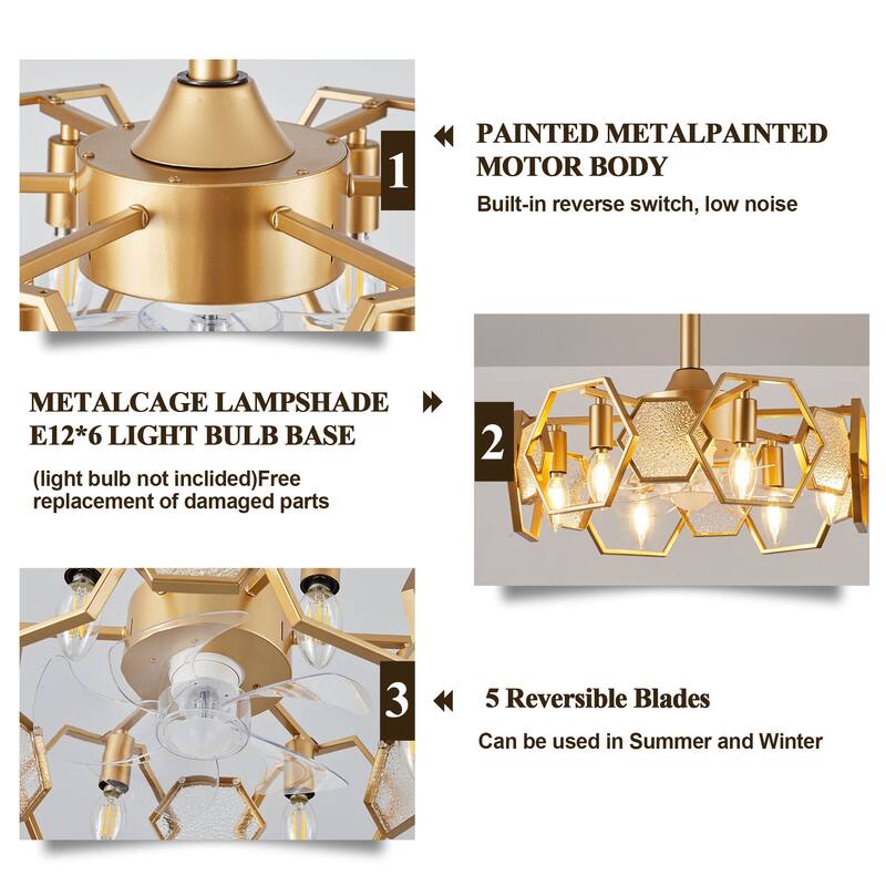 Bella Depot 19" Indoor Industrial Ceiling Fan with Light and Remote