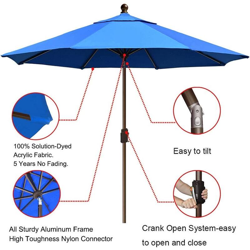 Tradesparker Multicolor Sunbrella 9ft/10x6.5ft Patio Market Outdoor Table Umbrella