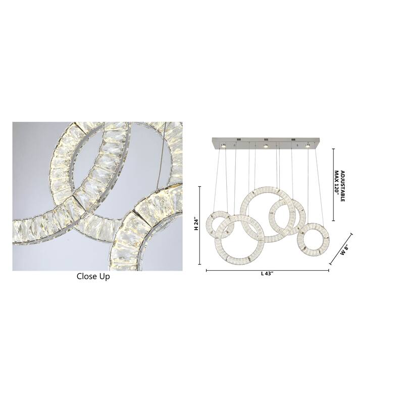 8-Light Chrome Dimmable LED Chandelier with Clear Crystal Accents