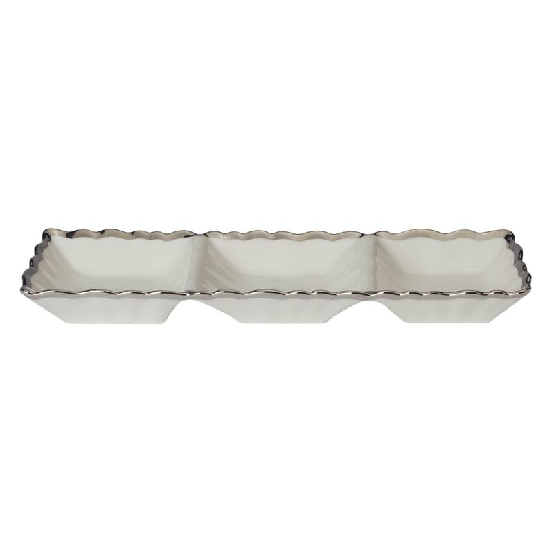 Certified International Regency Silver 3 Section Tray 15" X 5.5" - 15" x 5.5" x 1.75"