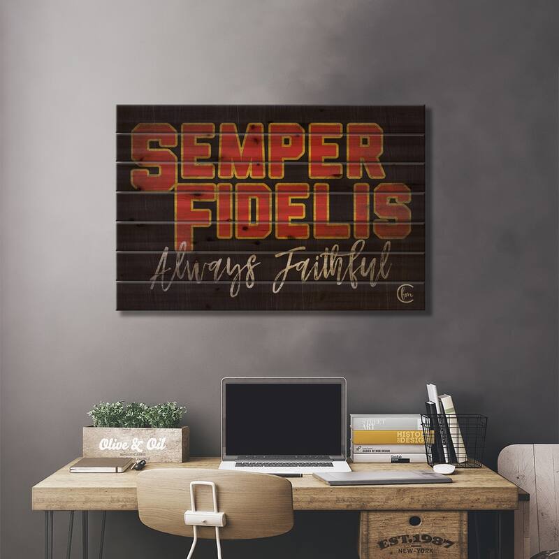 Semper Fidelis Print On Wood by Fearfully Made Creations - Multi-Color