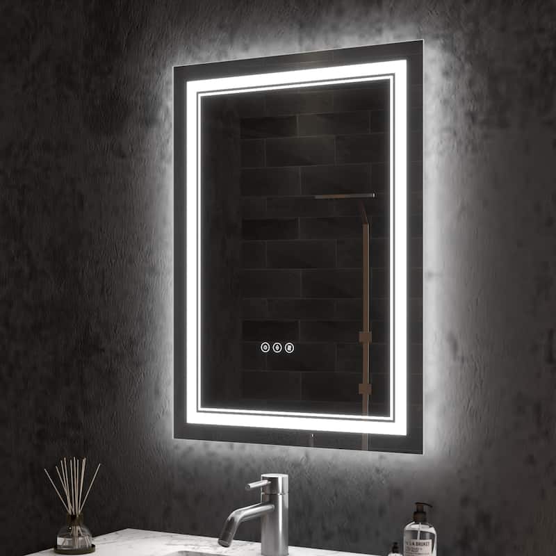 ExBrite LED Bathroom Mirror with Endless Dimming and Anti-Fog - 20" x 28"