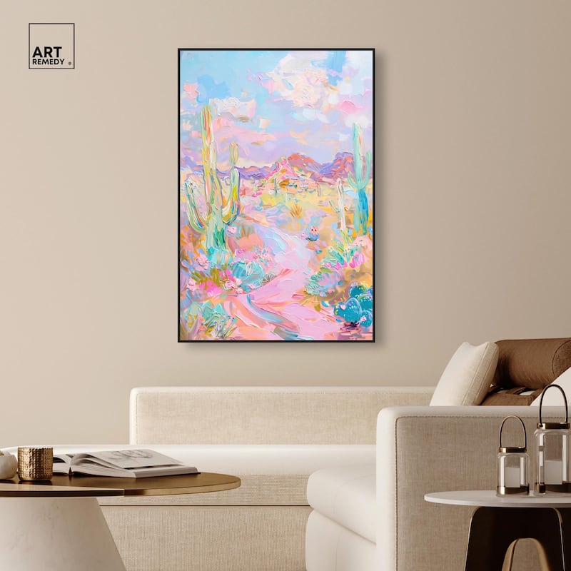 Pink and Teal Landscape Canvas by Art Remedy