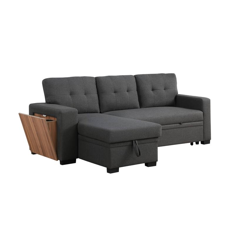 3-Piece Dark Gray Linen Upholstered Sectional Sofa