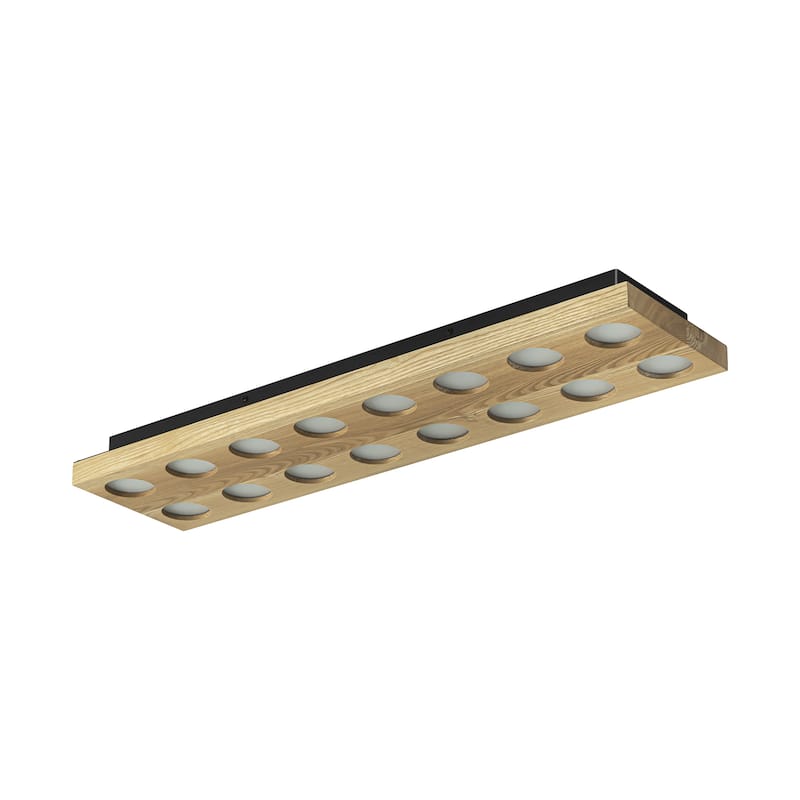 31.5" 16-Light Modern Minimalist Rectangle Wood Integrated LED Flush Mount Ceiling Light for Bedroom, Living Room