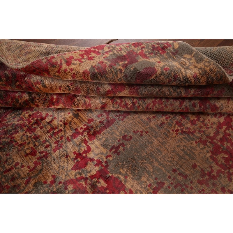 Abstract Area Rug Handmade Multi-Color Wool Carpet - 8'4"x 11'5"