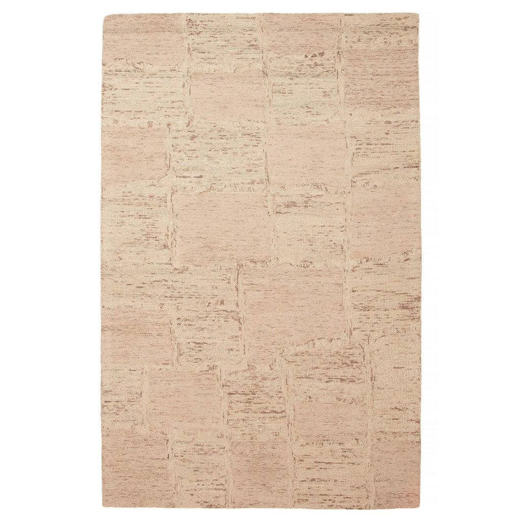 ECARPETGALLERY Hand Tufted Timeless Tan Wool Rug - 5'1 x 8'0