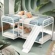 preview thumbnail 17 of 28, Full & Twin Size L-Shaped Bunk Bed with Slide & Short Ladder