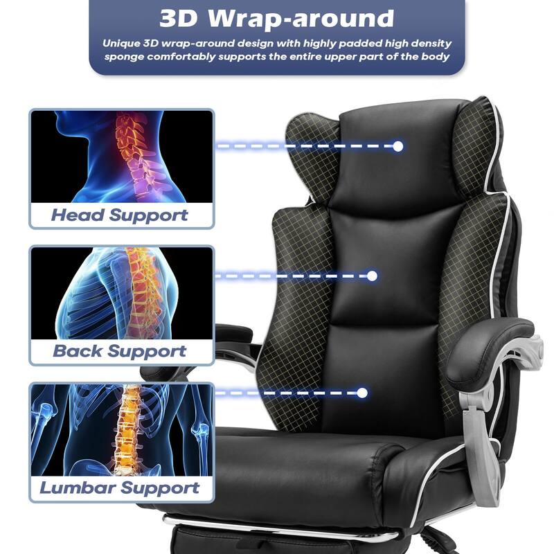 Ergonomic High Back Office Chair w/ Footrest, Linkage Armrests, Lumbar Support