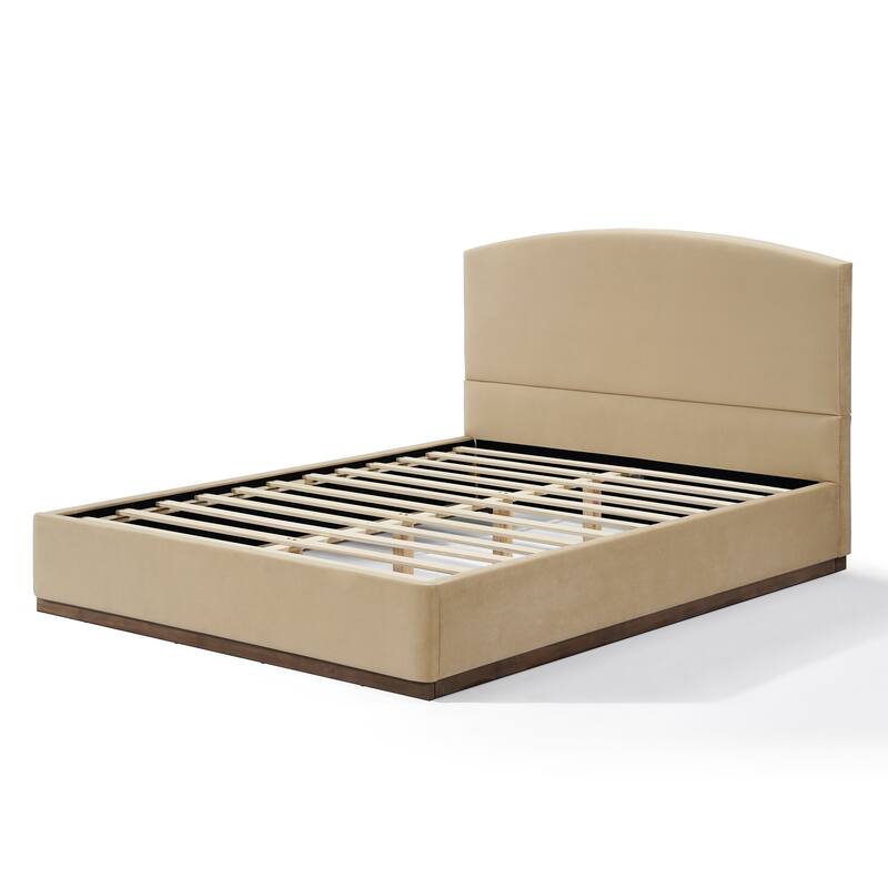 Christopher Knight Home - Modern Velvet Upholstered Bed Frame with Solid Wood Base