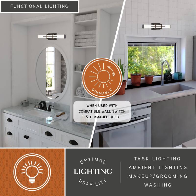 Fuller Park 1 Light LED Matte Black Contemporary Bathroom Vanity Fixture White Glass - 22.5-in W x 4.75-in H x 4.25-in D