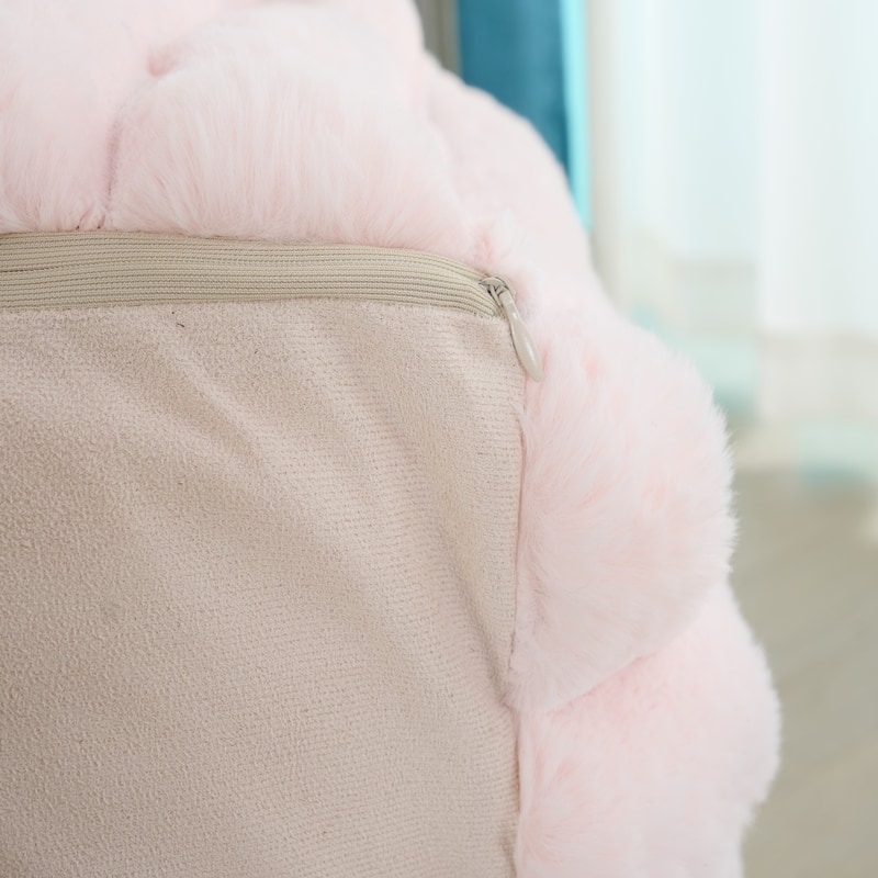 Madrid Collection Ultra Soft Ribbed Faux Fur Indoor Pouf