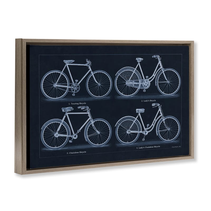 Stupell Traditional Bicycle Styles Diagram Framed Floater Canvas Wall Art Design By Phillipa Katz