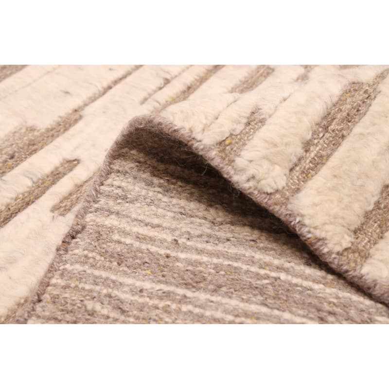 ECARPETGALLERY Hand-knotted Looma Cream, Taupe Wool Rug - 8'0 x 10'0