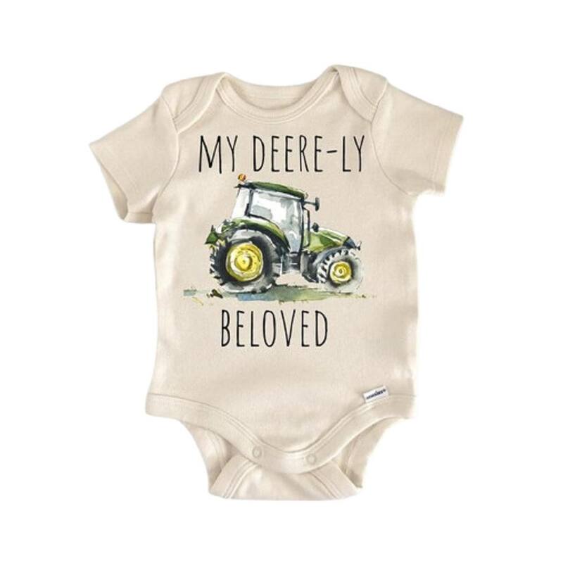 Farmhand Farmer Tractor - Baby Boy Girl Clothes Infant Bodysuit Funny Cute Newborn - White - Newborn
