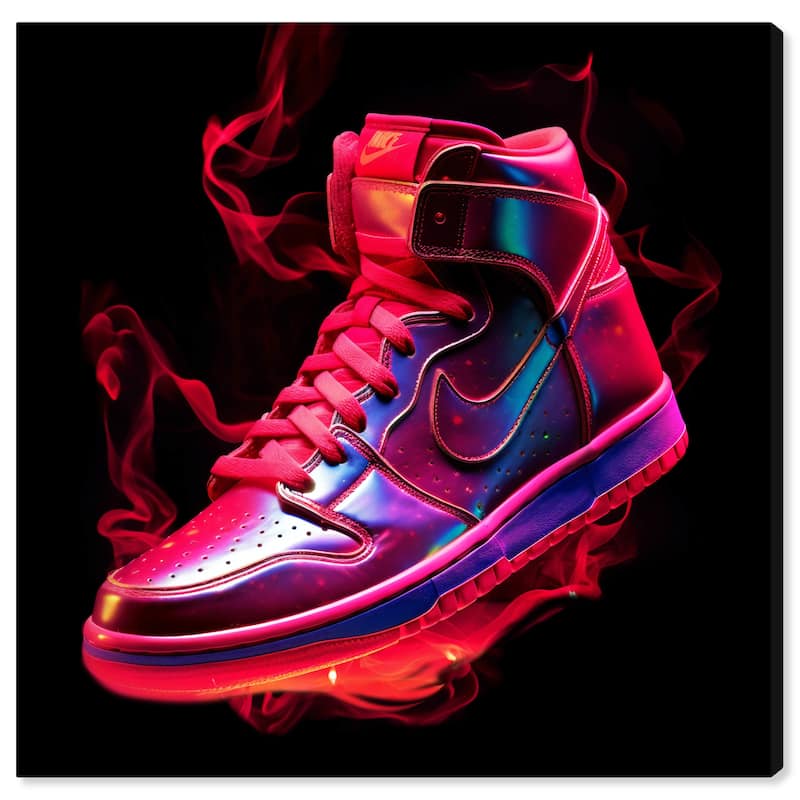 Notoriart Flaming Hot Sneaker Gallery Wrapped Sneaker 1 Piece Canvas Wall Art - 24 x 24